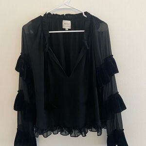 Misa Los Angeles Black Sheer Blouse